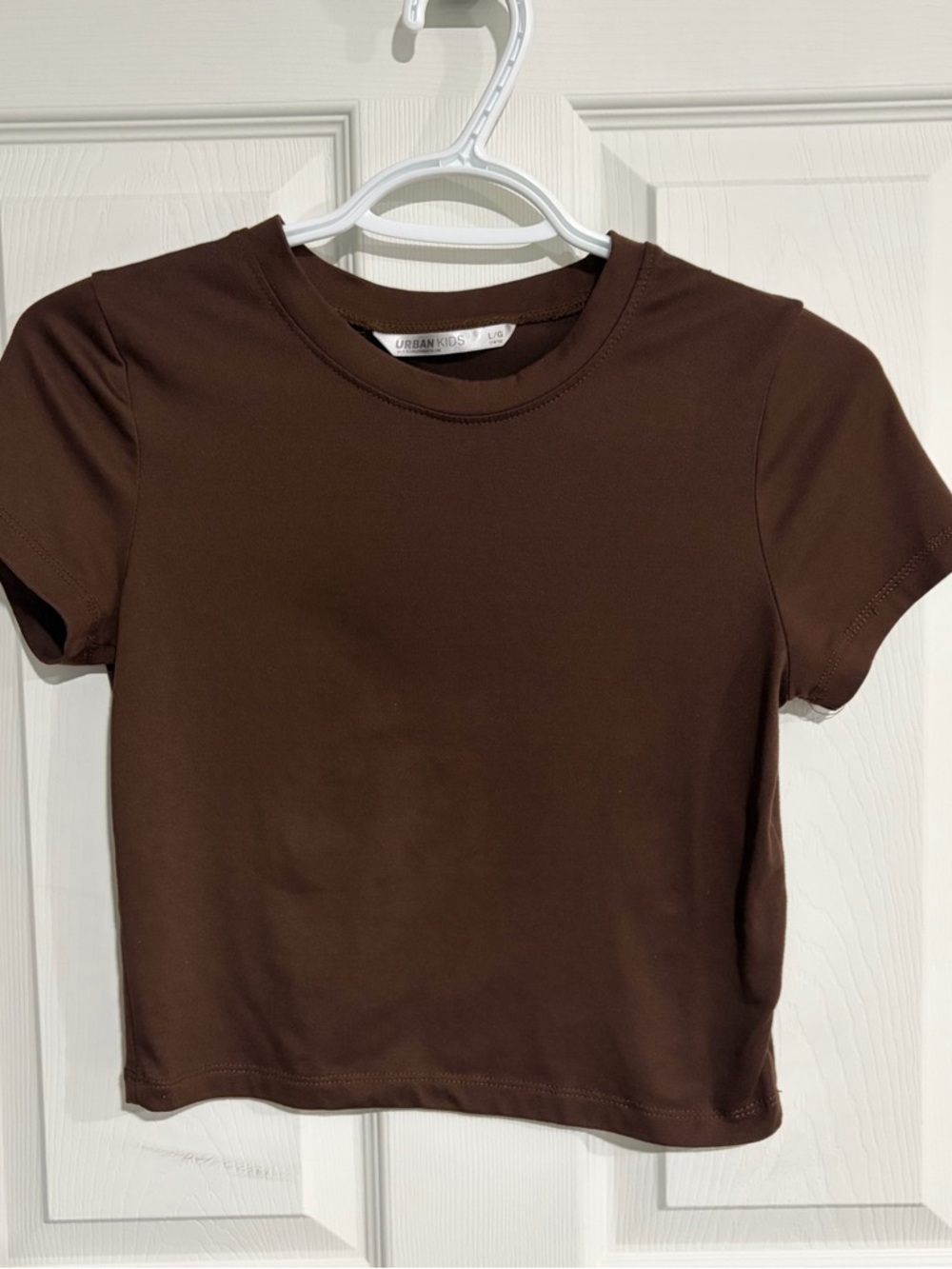 Brown Fitted Crop Top – Brown (Size Kids L, fits Women’s XS)